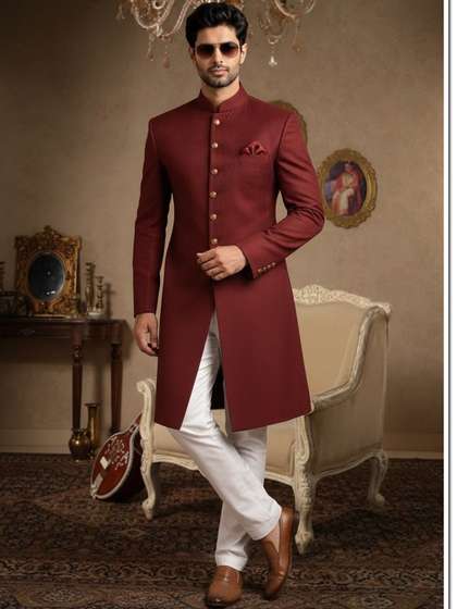 SOURAGYA Mandarin
                        Collar Sherwani