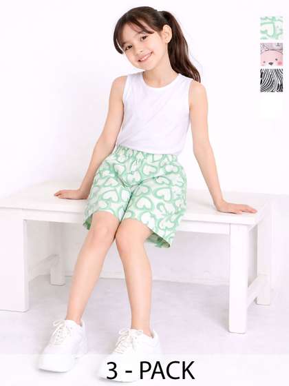 TotzTouch Set Of 3 Girls
                    Printed Cycling Shorts