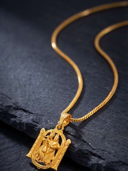 Jewar Mandi
                      Gold-Plated Geometric Pendants with Chains