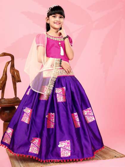 BAESD Girls Embroidered
                    Ready to Wear Lehenga & Blouse With Dupatta