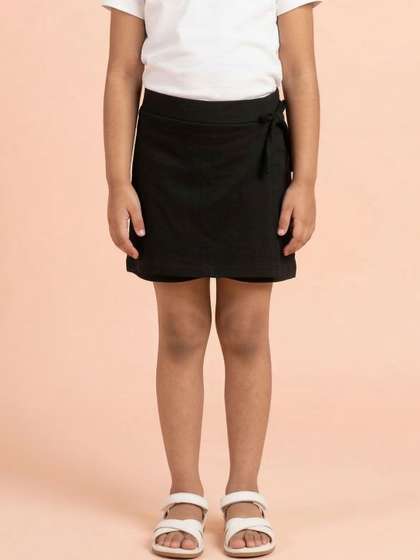 KiddoPanti Girls Cotton
                    Blend Cotton Cambric Above Knee Skorts Skirt