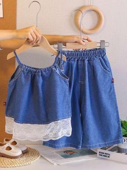 INCLUD Girls Embellished
                    Shoulder Straps Top With Shorts