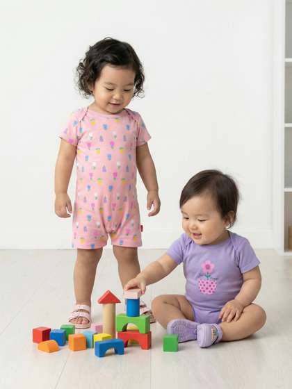 Nauti Nati Infants Girls
                    Pack of 2 Printed Rompers