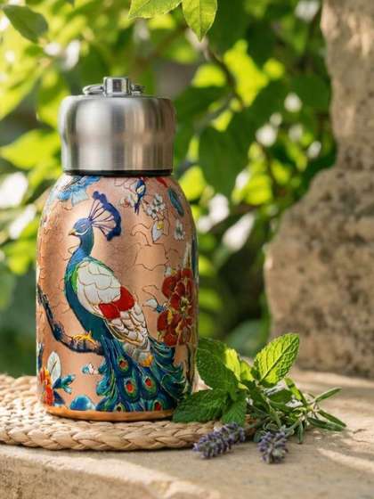 PIXNA Brown Single
                    Stainless Steel Floral Smart Vacuum Water Bottle