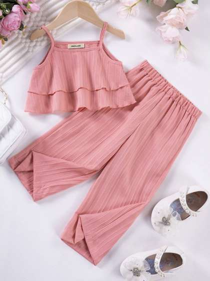 INCLUD Girls Shoulder
                    Straps Top With Trouser
