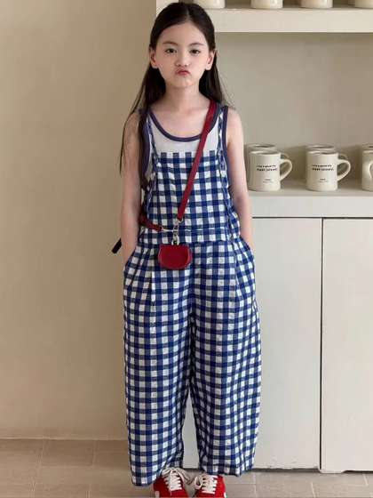 StyleCast x Revolte
                    Girls Checked Basic Jumpsuit