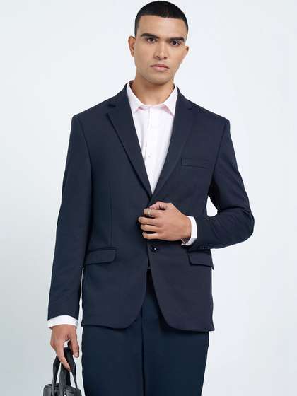 Peregrine by
                        Pantaloons Notched Lapel Single-Breasted Slim
                        Fit Formal Blazer