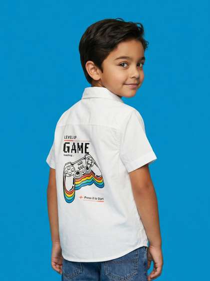 Nauti Nati Boys Classic
                    Printed Pure Cotton Casual Shirt