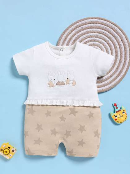 BABY GO Girls Round
                      Neck Cotton Rompers