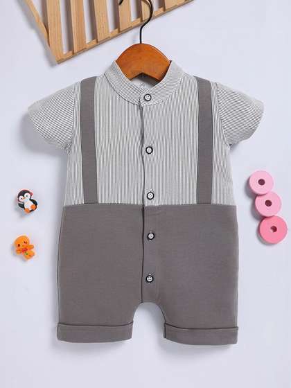 BABY GO Boys Round Neck
                    Cotton Rompers