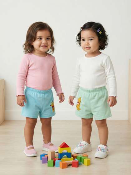Nauti Nati Girls Pack of
                    2 Printed Winnie The Pooh Pure Cotton Shorts