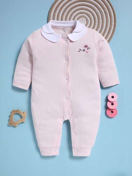 BABY GO Girls Round Neck
                    Cotton Rompers