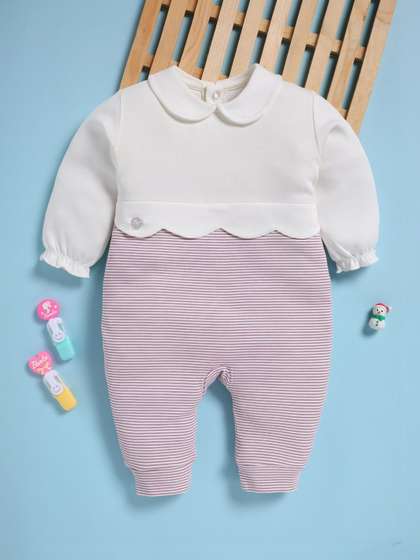 BABY GO Girls Round Neck
                    Cotton Rompers
