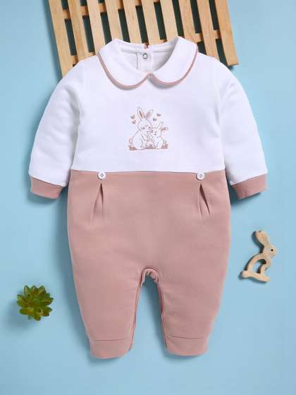 BABY GO Girls Round Neck
                    Cotton Rompers