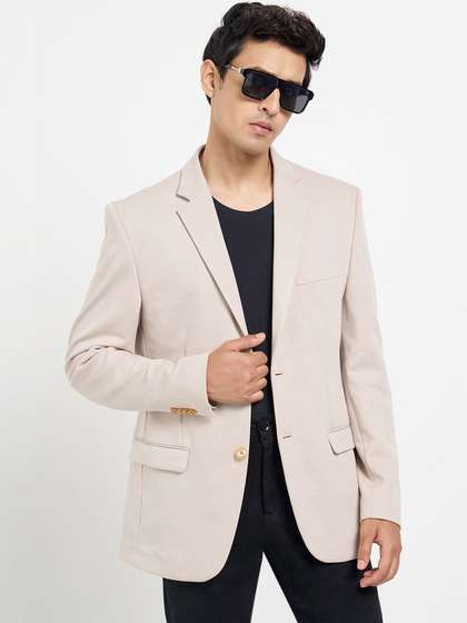 Peregrine by
                          Pantaloons Men Notched Lapel Single-Breasted
                          Slim Fit Formal Blazer