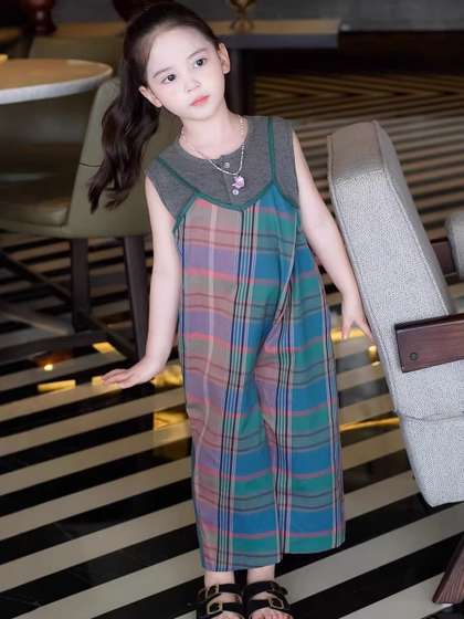 StyleCast x Revolte
                    Girls Checked Basic Jumpsuit