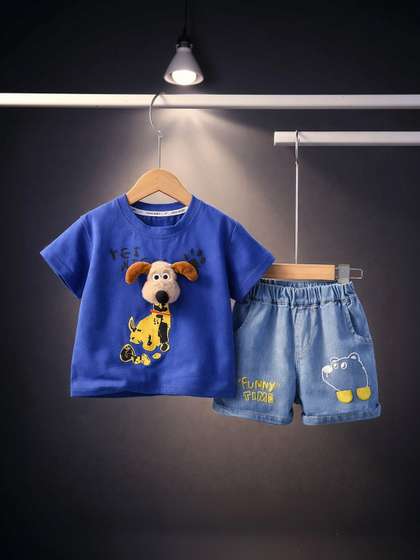 Thelittlebunny Unisex
                    Kids Printed T-shirt with Shorts