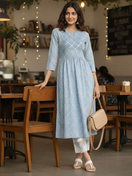 Varanga Women
                          Ethnic Printed Flared Kurta