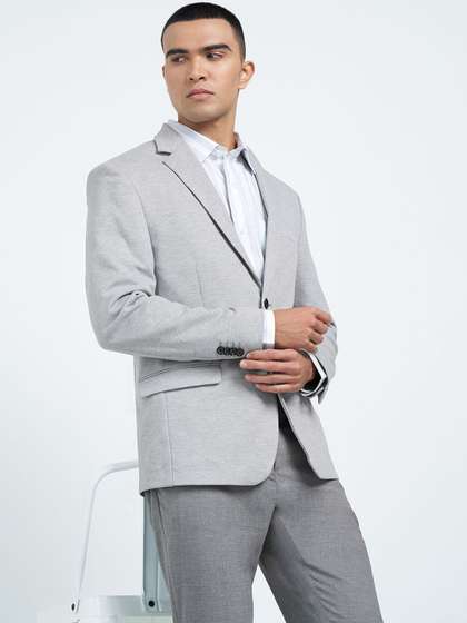 Peregrine by
                        Pantaloons Men Notched Lapel Single-Breasted
                        Slim Fit Formal Blazer