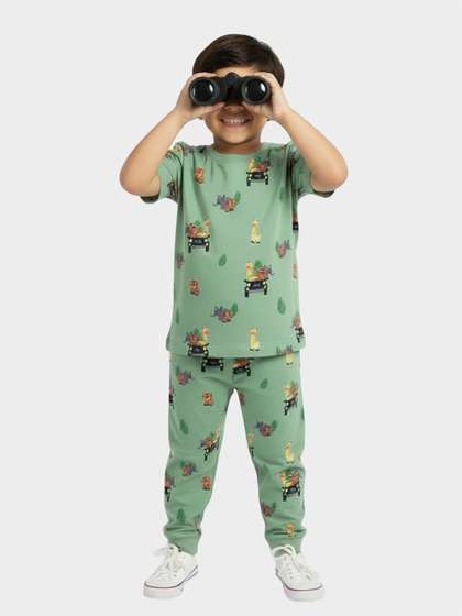 Orange Sugar Unisex Kids
                    Animal Printed Comfort Night Suits