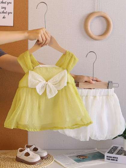 INCLUD Girls Square
                      Neck Top With Shorts