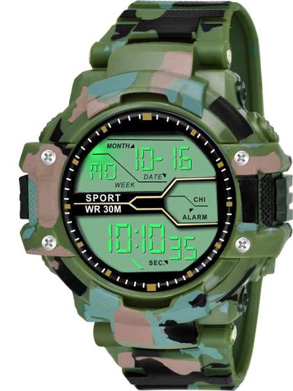 Brostin Boys Dial &
                    Straps Chronograph Watches Green Military Digital
                    Watch