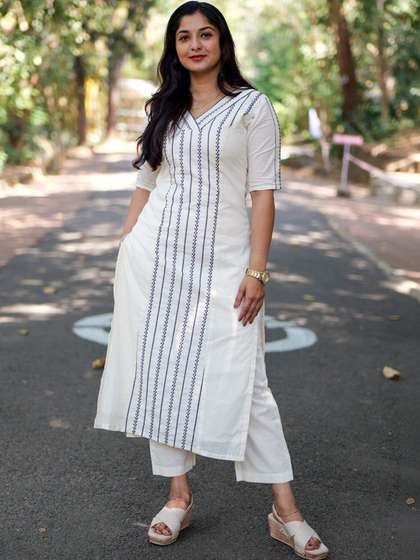 Twika Women Floral
                        Embroidered Regular Kurta with Trousers