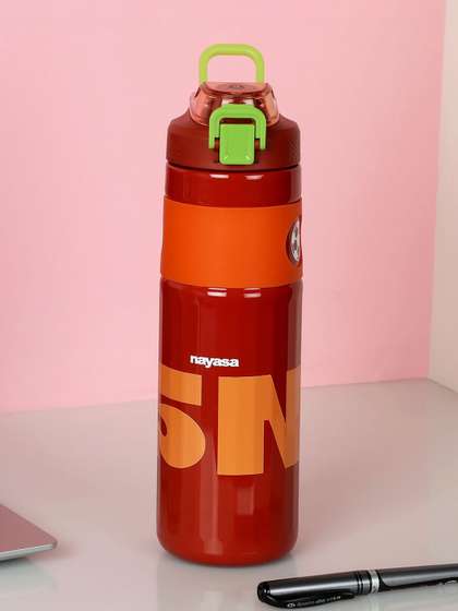 Nayasa Single Move On
                    Maroon Urban Sports Print S.Steel Flask Bottle Dual
                    Sipper 660ml