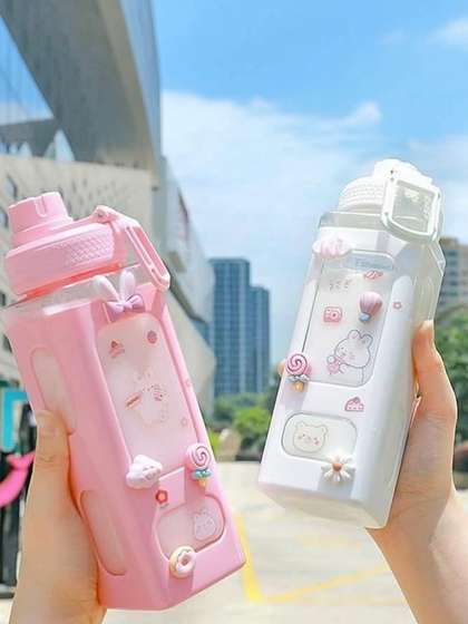 PIXNA Girls Pink
                      Cartoon Characters Printed Flip Top Sipper Water
                      Bottle