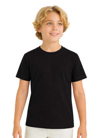 DYCA Boys Round Neck
                      Solid Cotton T-shirt