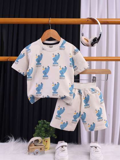 Toonyport Boys Printed
                    Round Neck T-shirt with Shorts