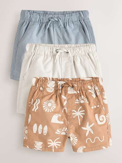 NEXT Boys Pack Of 3 Pure
                    Cotton Tropical Printed Shorts