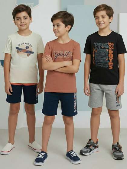 HELLCAT Boys Round Neck
                    Short Sleeves T-shirt with Shorts
