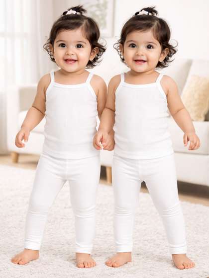 Bodycare Kids Girls Pack
                    of 2 White Lycra Cotton Stretchable Ankle Length
                    Leggings