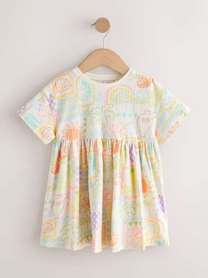 NEXT Girls Pure Cotton
                    Floral Print Fit & Flare Dress
