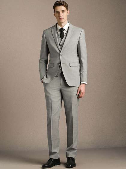 Louis Philippe
                          Textured Slim-Fit Single-Breasted Three-Piece
                          Suit