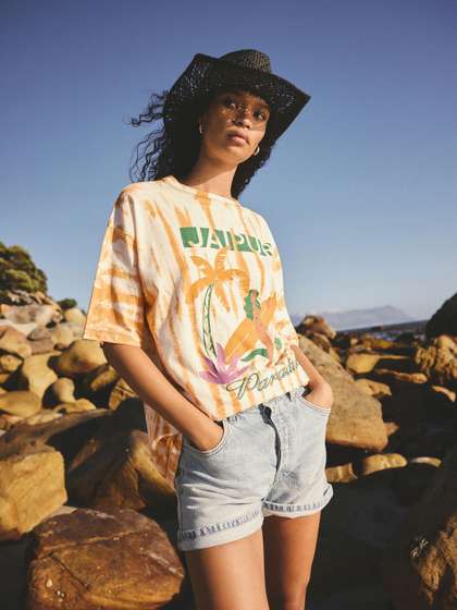 NEXT Pure Cotton
                          Printed Drop-Shoulder Sleeves T-shirt