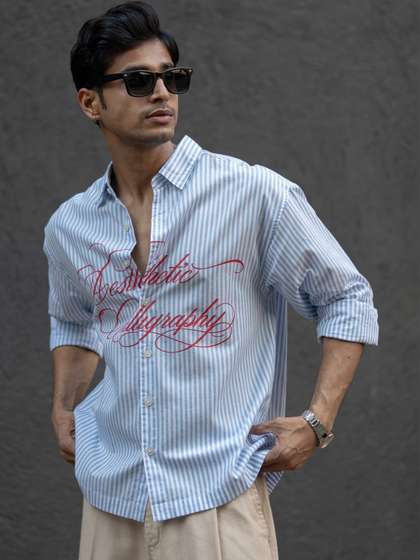 Powerlook Blue
                        Lightweight Printed Boxy Shirts