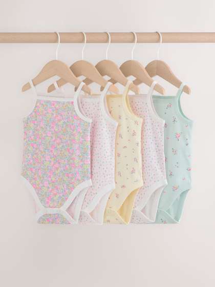 NEXT Infant Girls Pack
                    of 5 Printed Pure Cotton Bodysuits