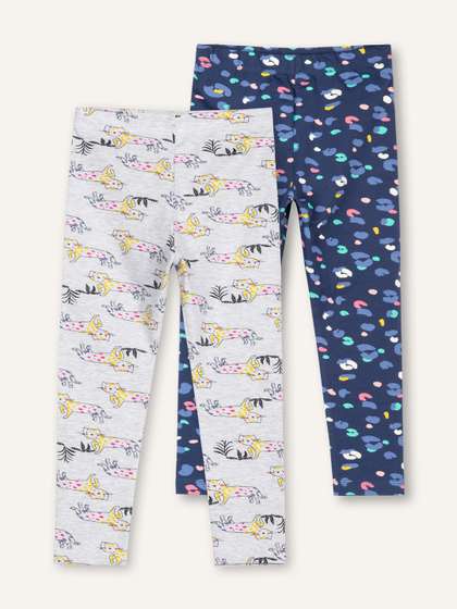 ariel Girls Pack of 2
                    Cotton Printed Ankle Length Leggings