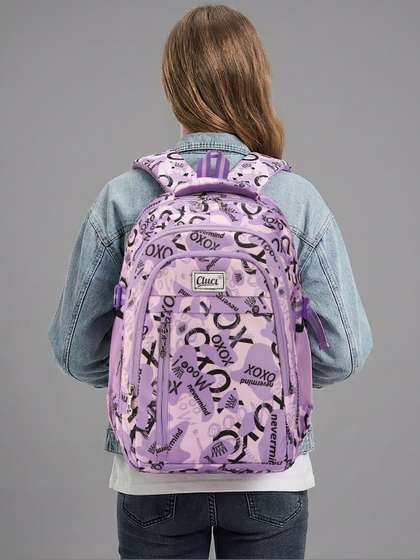 Cluci Girls Typography
                    Printed Backpack With Compression Straps