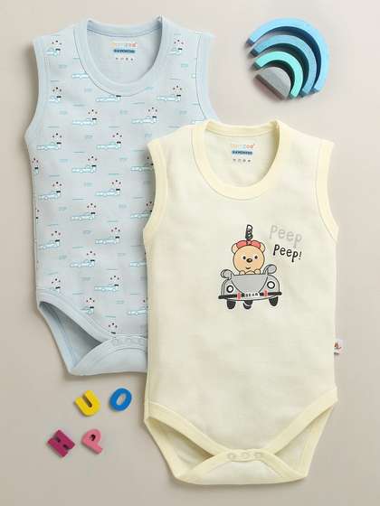 BUMZEE Pack of 2 Printed
                    Cotton Round Neck Bodysuit