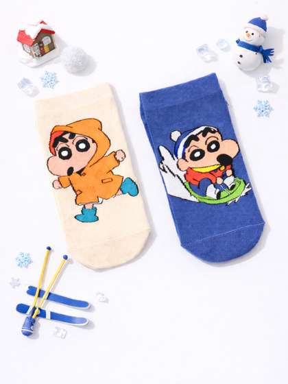 Thela Gaadi Unisex Pack
                    of 2 Shinchan Patterned Low Cut Ankle Length Socks