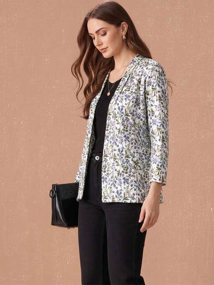 all about you
                        Printed Printed Shawl Collar Open Front Shrug