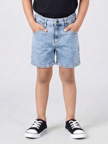 KiddoPanti Boys Washed
                    Denim Blend Technology Denim Shorts