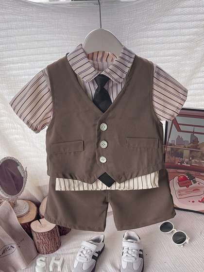 Xsole Boys Striped Shirt
                    with Shorts