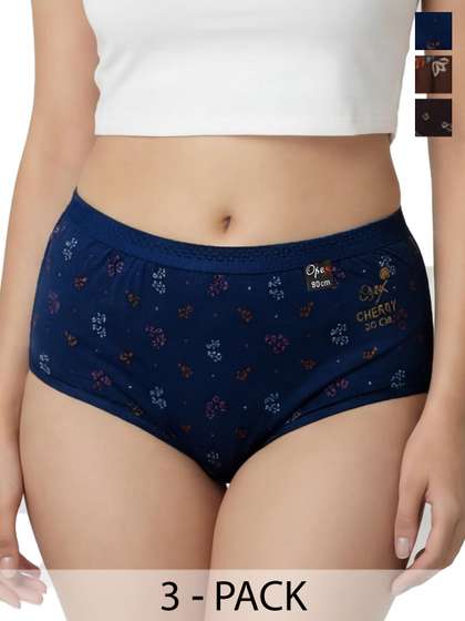 OPEX Women Pack of 3
                        Printed Assorted Cotton Basic Briefs