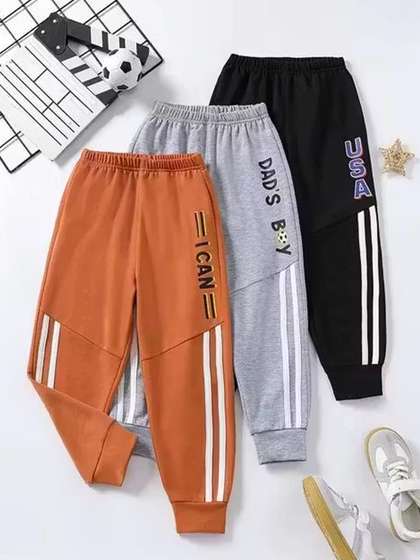 KEESOR Boys Pack Of 3
                    Printed Cotton Mid Rise Joggers