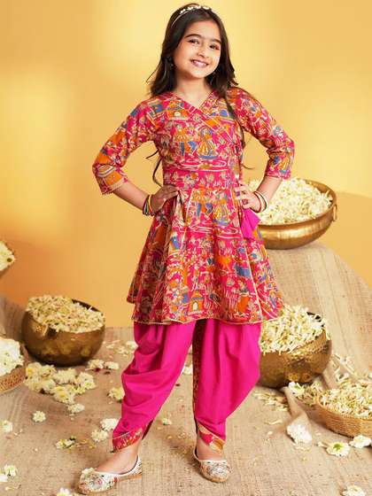 Aj DEZInES Girls Printed
                    Regular Pure Cotton Kurti with Palazzos
