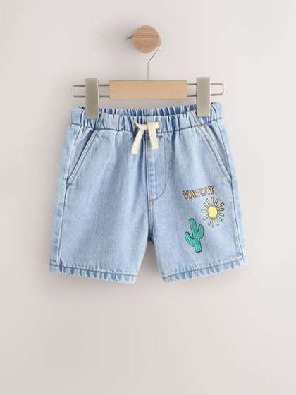 NEXT Boys Pure Cotton
                    Graphic Printed Denim Shorts